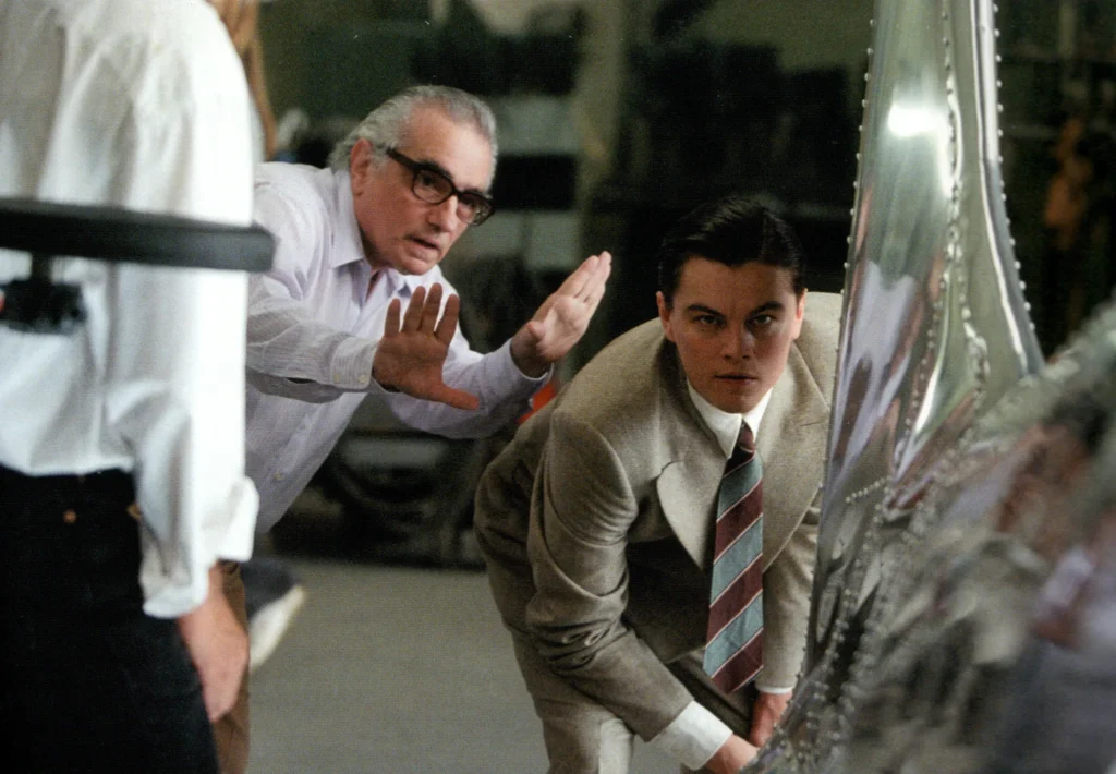 Martin Scorsese et Leonardo DiCaprio sur le tournage d’ Aviator