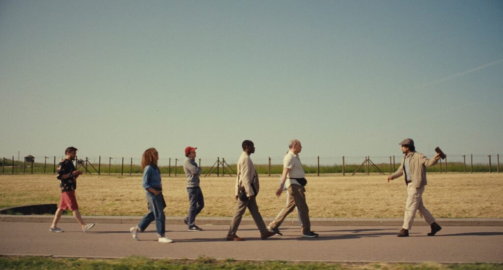 (From L-R): Kieran Culkin, Jennifer Gray, Jesse Eisenberg, Kurt Egyiawan, David Oreskes and Will Sharpe in A REAL PAIN. Photo Courtesy of Searchlight Pictures, © 2024 Searchlight Pictures All Rights Reserved.
